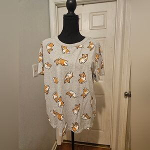Zoe + Liv Gray Tee with Corgi Design